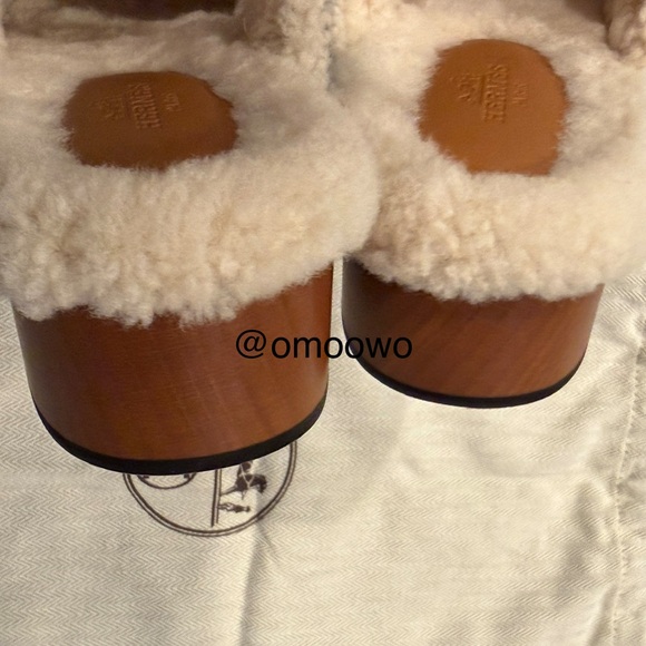 Hermes Calotta Wood Mule Clogs Size 38 - Denim / Rare - Picture 7 of 12